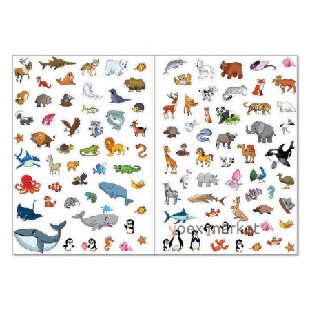 Наклейки многоразовые «Животные со всего света», формат А4