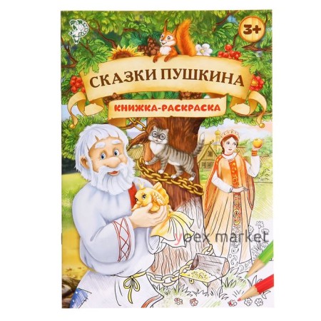 Раскраска «Сказки Пушкина», 16 стр., формат А4