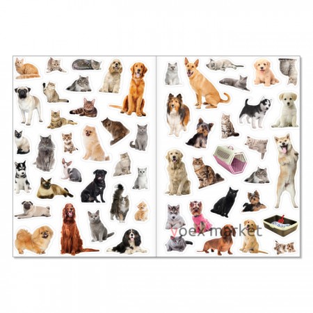 Наклейки многоразовые «Кошки и собаки», формат А4