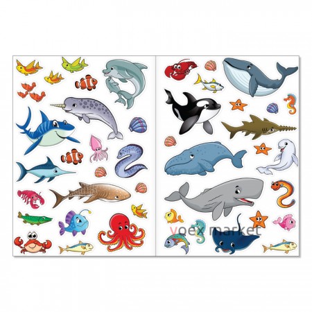 Наклейки многоразовые «Морские животные», формат А4